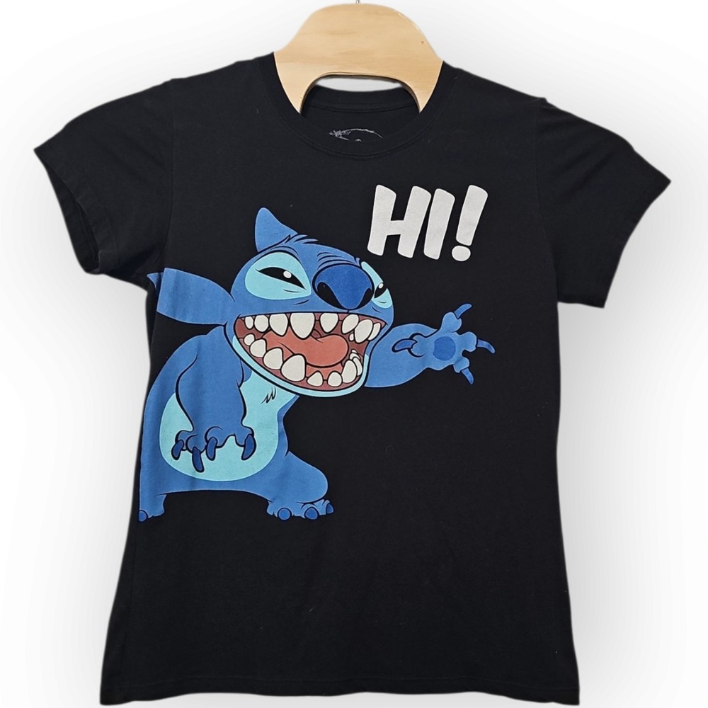 Disney Lilo and STITCH "Hi!" Black Baby Doll T-Shirt Size XL X-Large